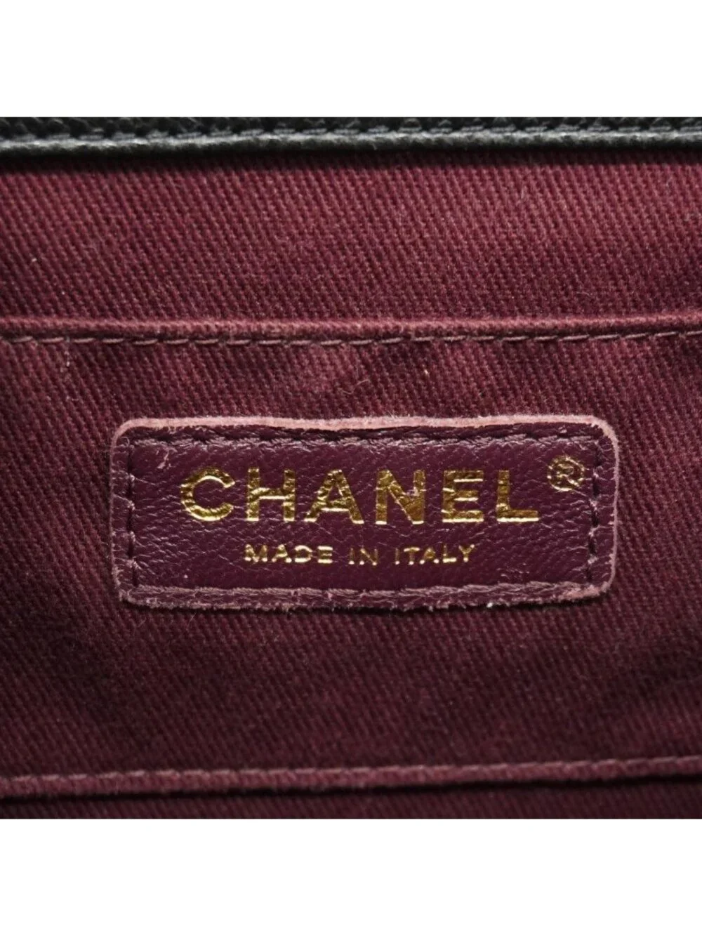 Chanel Shoulder Bag Quilted Caviar Leather Black Champagne Gold